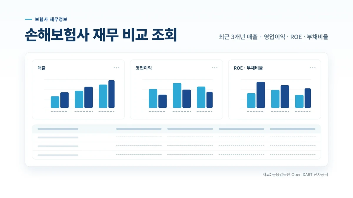 손해보험사 재무 비교 조회 대시보드 이미지